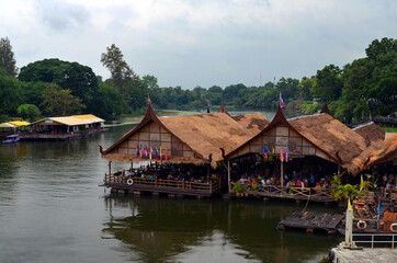 Fototapeta na wymiar Kanchanaburi, Thailand - View from Bridge on the River Kwai