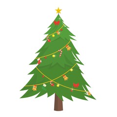 christmas tree, Decorated Christmas tree with toys, balls and a star.