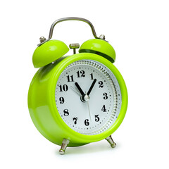 Alarm clock in retro style on white background, isolate