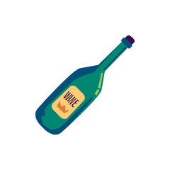 Champaign green bottle cartoon icon flat vector illustration isolated.