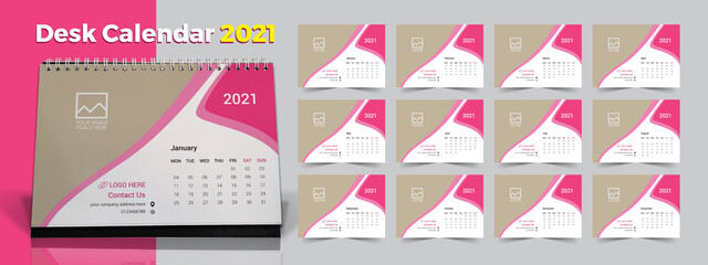 2021 desk calendar design, calendar design for 2021, Set of 12 Months, Desk calendar 2021, Calendar template. 2021 calendar.
