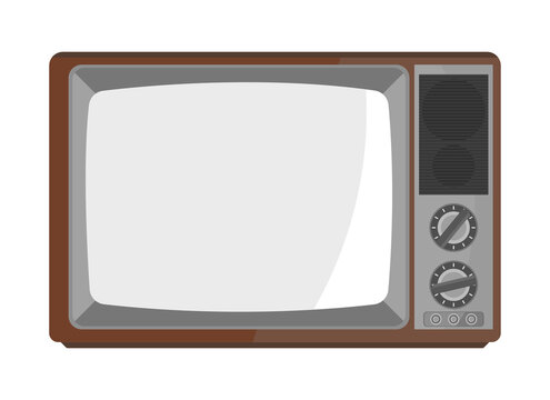 brown old tv in flat design