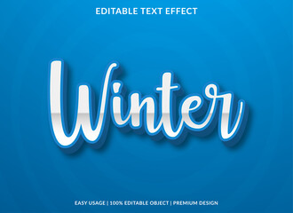winter text effect template with 3d bold style use for logo and business brand
