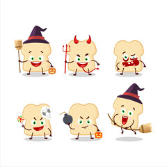 Halloween expression emoticons with cartoon character of slice of bread