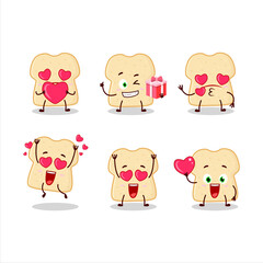 Slice of bread cartoon character with love cute emoticon