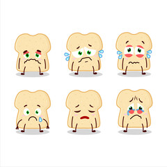 Slice of bread cartoon character with sad expression