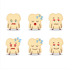 Cartoon character of slice of bread with sleepy expression