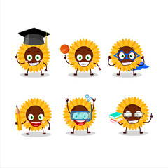 School student of sunflower cartoon character with various expressions