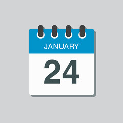 Icon day date 24 January, template calendar page