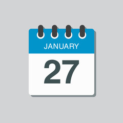 Icon day date 27 January, template calendar page