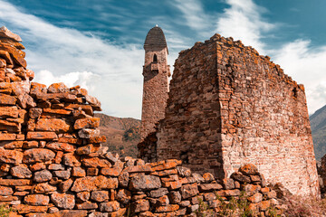 Ruins of tower at Falhan village,  Dzheyrakh, Ingushetia, Russia