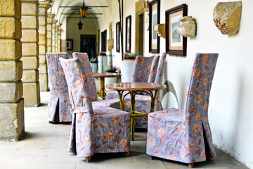 interior of a restaurant with furniture