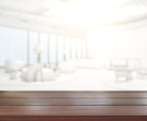 Table Top And Blur Living Room Of  Background