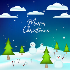 Fototapeta na wymiar Merry Christmas background with sky blue