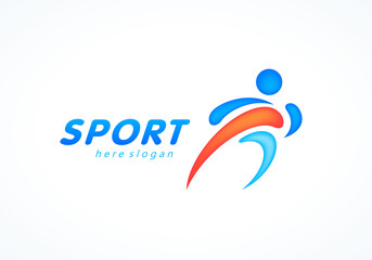 Sport logo design, silhouette people run sportsman