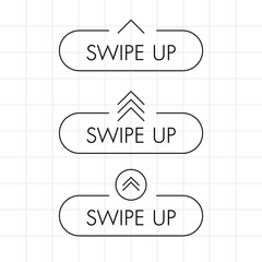 Three white swipe up icon. Vector illustration.