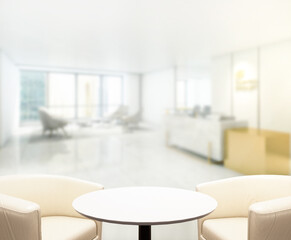Table Top And Blur Office Of Background