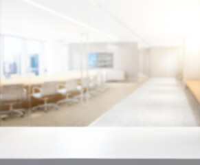 Table Top And Blur Office Of Background