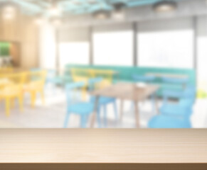 Table Top And Blur Restaurant Of Background