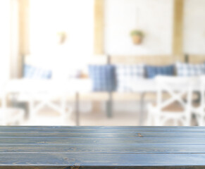 Table Top And Blur Restaurant Of Background