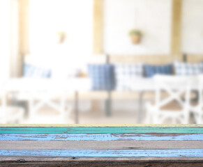 Table Top And Blur Restaurant Of Background