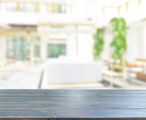 Table Top And Blur Restaurant Of Background