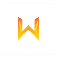 W Gold Logo Letter Vector Illustration