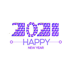 2021 happy new year design with white background on blue color and unique design shape.