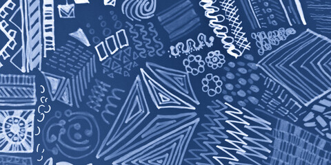 Indigo Abstract Ethnic Texture. Artistic 
