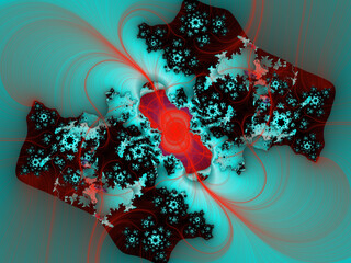 Red blue christmas decorations, background, fractal