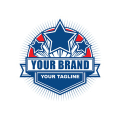 Vector logo, badge, symbol, icon template design with Star Theme
