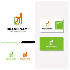 letter d finance logo design and business card vector