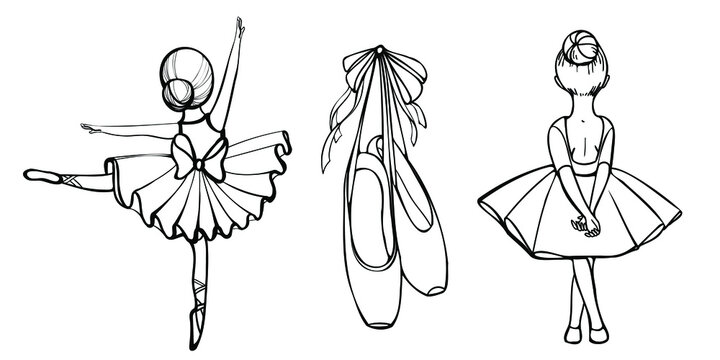 
set two little ballerinas and pointe in line