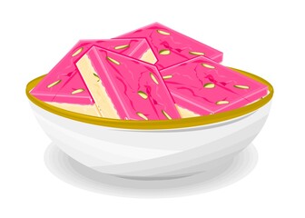 Barfi indian Sweet Dish Food Vector