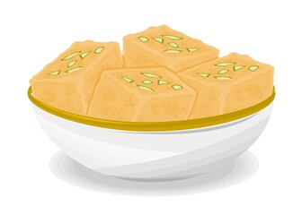 Barfi indian Sweet Dish Food Vector