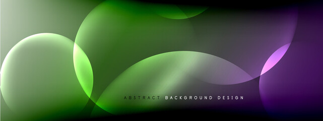 Vector abstract background liquid bubble circles on fluid gradient with shadows and light effects. Shiny design templates for text