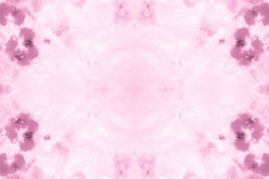 Pink Seamless Shibori Batik Print. Ethnic 