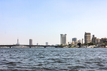 Egypt, Cairo - 05/05/2015: Walk around the city in the afternoon. Buildings and the Nile River.