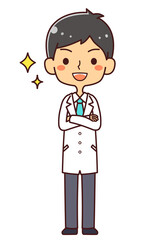 医者　ドクター　若い男性　やる気　イラスト