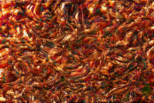 Fondo abstracto con ondas que representa el suelo de los bosques en oto&ntilde;o, con las ra&iacute;ces al descubierto de los &aacute;rboles centenarios y el follaje oto&ntilde;al. Ilustraci&oacute;n llena de color en tonos cobrizos.