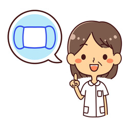 ナース　看護師　ミドル女性　吹き出し　「マスク」