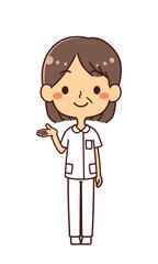 ナース　看護師　ミドル女性　提案　案内　イラスト