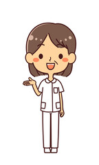 ナース　看護師　ミドル女性　提案　案内　イラスト
