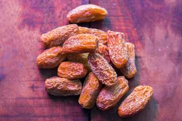selective focus of dried dates fruits. 