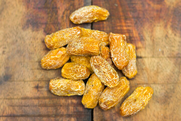 selective focus of dried dates fruits. 