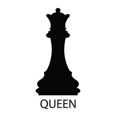 The Queen chess piece. Silhouette of a chess piece. Vector illustration isolated on a white background for design and web.