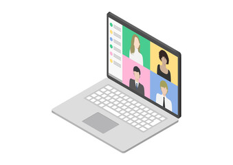 Web会議・リモートワーク・テレワークのイラスト素材