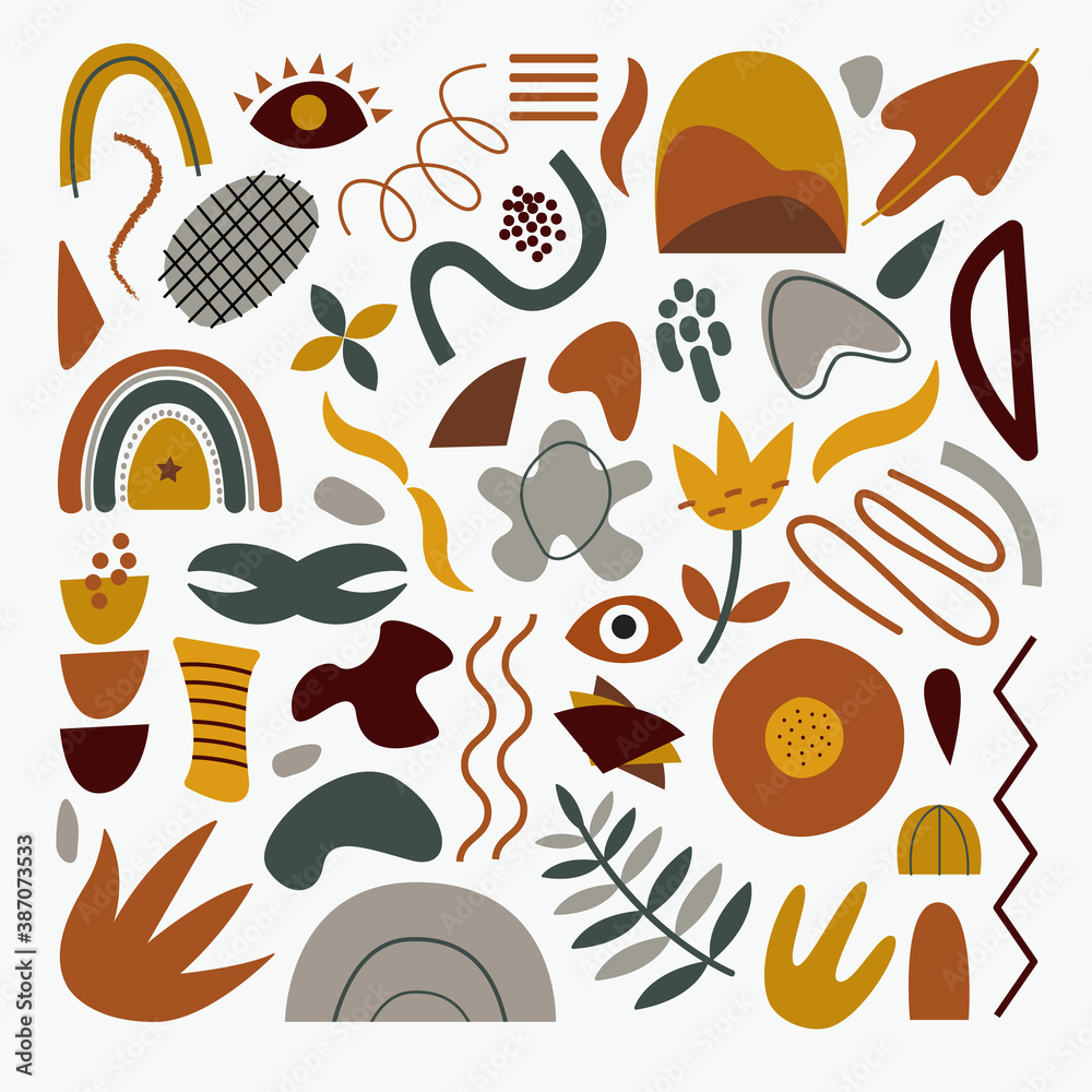 Poster vector set of abstract geometric shapes on a white background. trendy organic and minimalistic desig