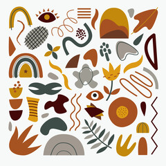 Vector set of abstract geometric shapes on a white background. Trendy organic and minimalistic design for banner, cover, wallpaper, stories background decoration. EPS 10