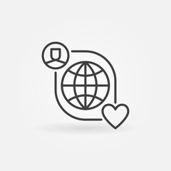 Worldwide Charity vector thin line concept icon or design element